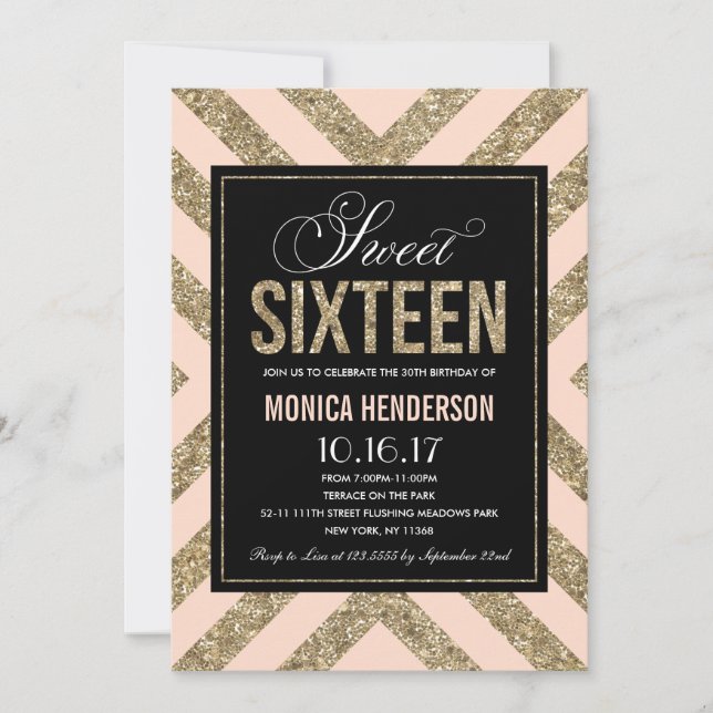 Glamorous Shimmer | Invitación de Cumpleaños Sweet (Anverso)
