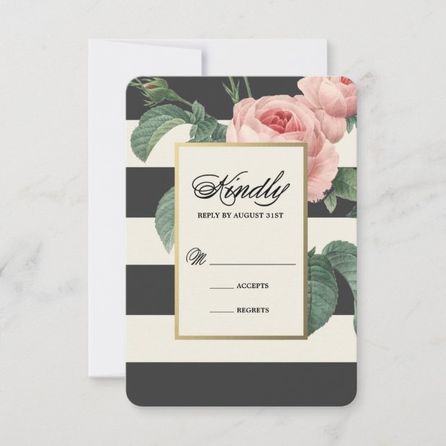Glamour Botánico | Tarjeta de Respuesta de Boda (Anverso)