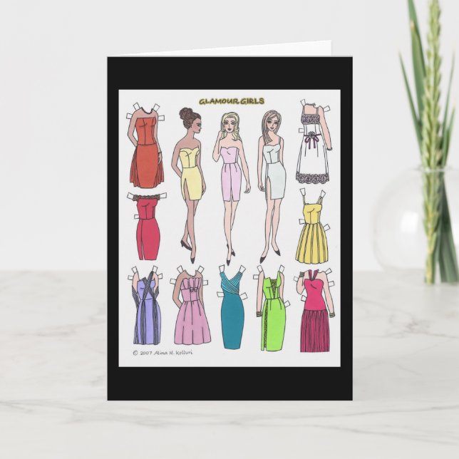 Glamour Chicas Papel Doll Blank Tarjeta de felicit (Anverso)