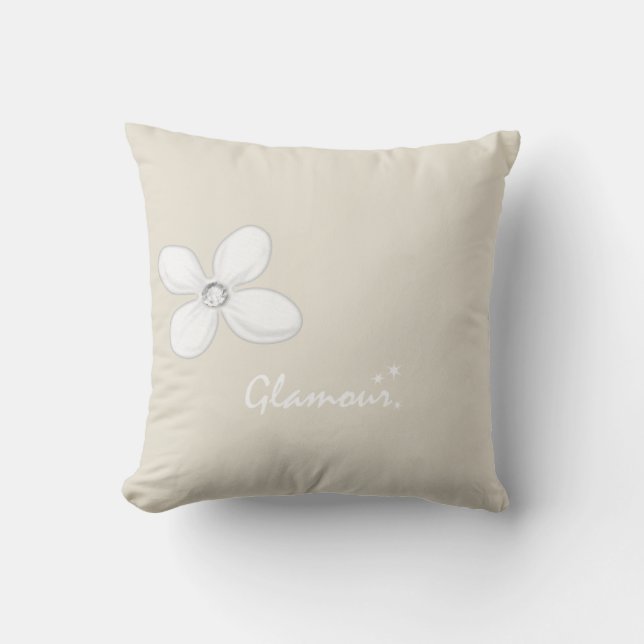 Glamour Cojín decorativo Flor blanca Beige floral (Anverso)