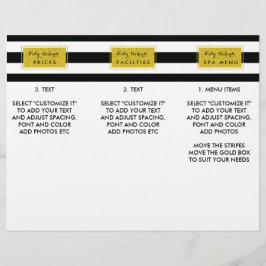 Glamour dorado Bandas negras Menú de salon