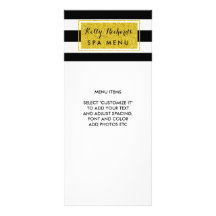 Glamour dorado Black White Stripes Salon Menú