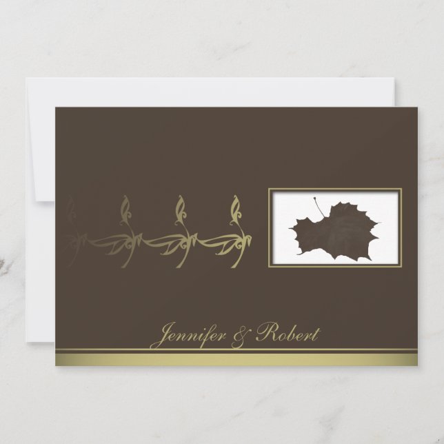 Glamour en la invitación a la boda de oro en Brown (Anverso)