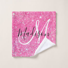 Glamour Femenino Rosa Brillante Purpurina Monogram