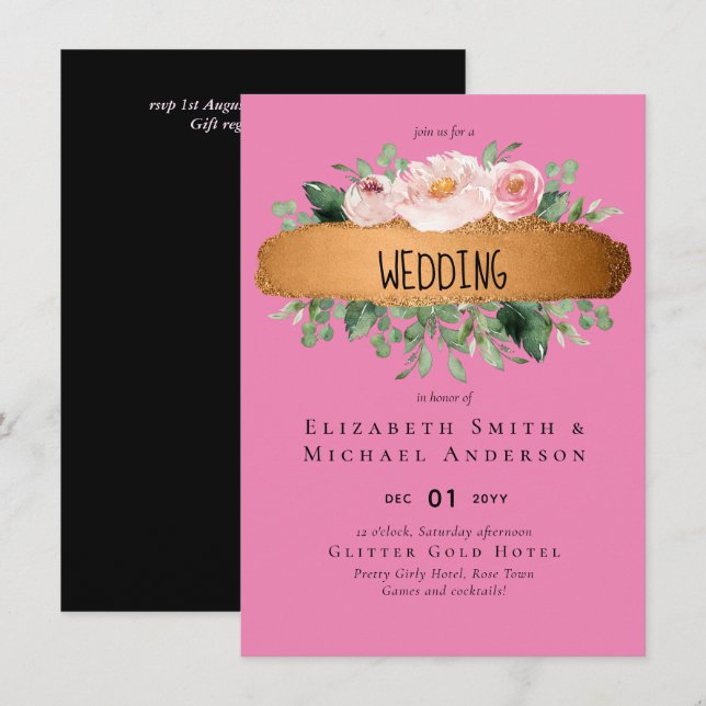 Glamour Girly Boda Rosa de presupuesto de LeahG (Anverso / Reverso)