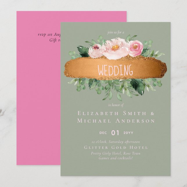 Glamour Girly Boda Rosa de presupuesto de LeahG (Anverso / Reverso)