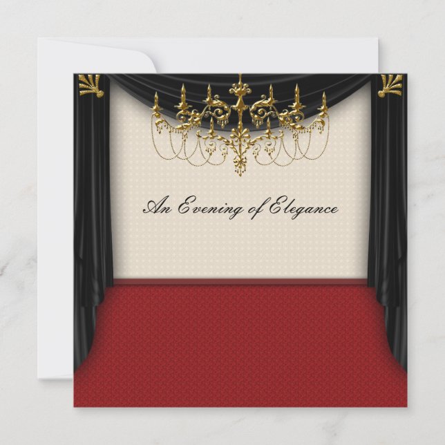 Glamour Glitz Invitaciones a Prom con lazos negros (Anverso)