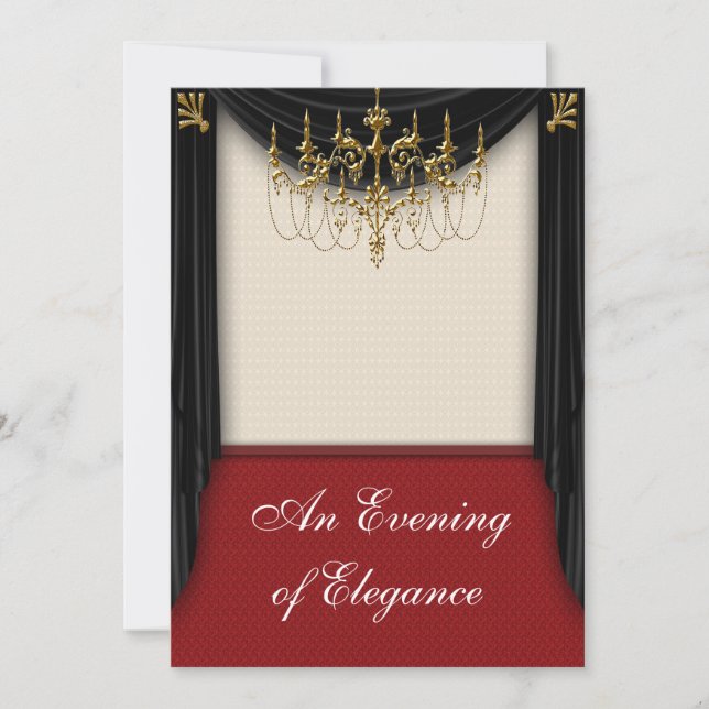 Glamour Glitz Invitaciones a Prom con lazos negros (Anverso)