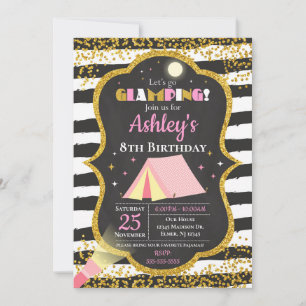 Glamour Invitación a fiesta de cumpleaños / Acampa