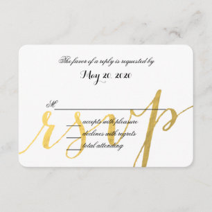 Glamour Relieve metalizado dorado Tarjeta RSVP d