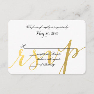Glamour Relieve metalizado dorado | Tarjeta RSVP d