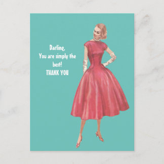 Glamour retro mujer gracias postal