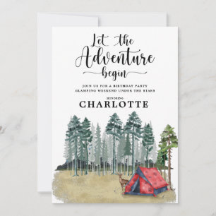Glamping Camping Invitación a la fiesta de cumplea