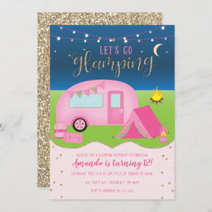 Glamping Chicas Camping Invitación de cumpleaños