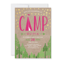 Glamping Cumpleaños Party Invitación
