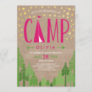 Glamping Cumpleaños Party Invitación