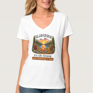 Glamping es como acampar camiseta para mujeres