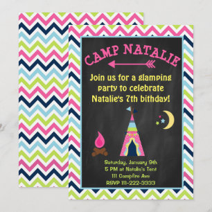 Glamping Invitación de cumpleaños