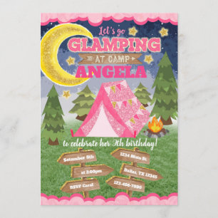 Glamping Invitación de cumpleaños Invitación a la 