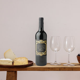 Glamurosas etiquetas de vino de bodas antiguas de 
