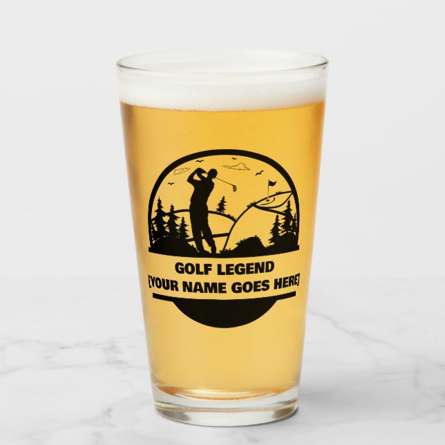 Glass De Cerveza Personalizada De Leyenda De Golf  (Anverso (lleno))