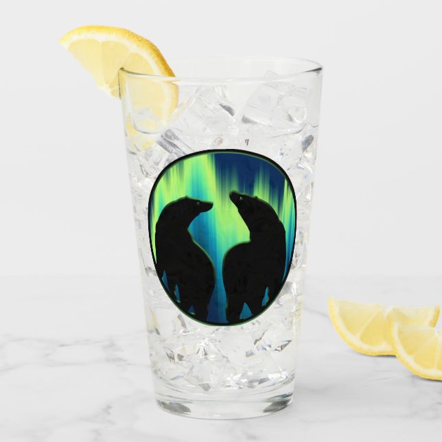 Glass de oso Northen Lights Bear Glasses Personali (Anverso (hielo))
