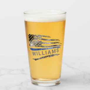Glass Edgy Blue Thin Line Beer Glass Con Nombre