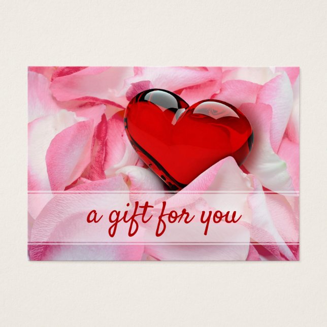 Glass Heart Rose Petals Valentine's Day Gift Card (Frente)