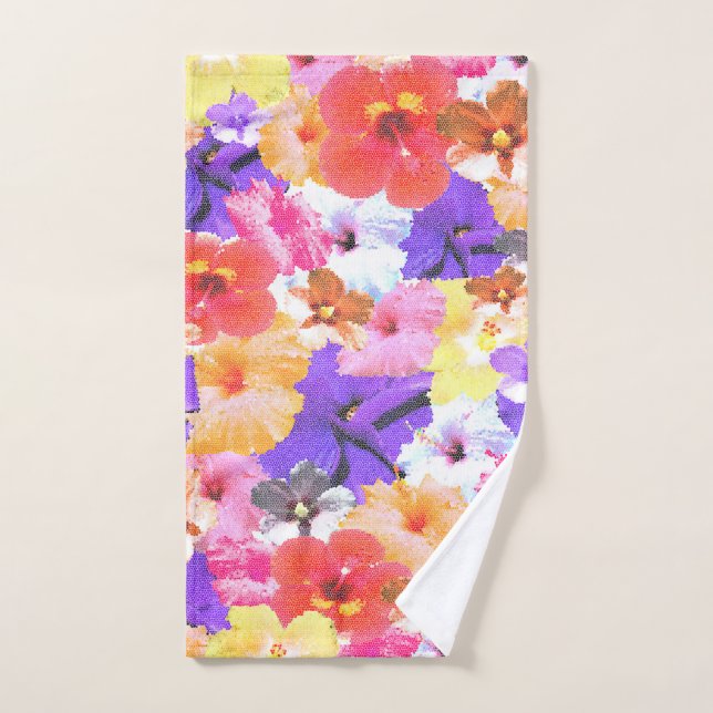 Glass Hibiscus Flowers Collarge, (Toalla de mano)