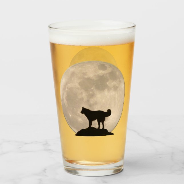 Glass Husky Wolf Moon Glass Personalizado (Anverso (lleno))