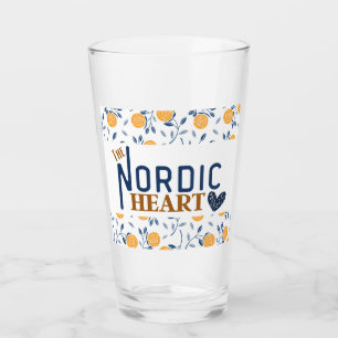 Glass Nórdico Heart Blue and Yellow Pint