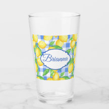 Glass personalizado de Gingham azul