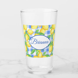Glass personalizado de Gingham azul