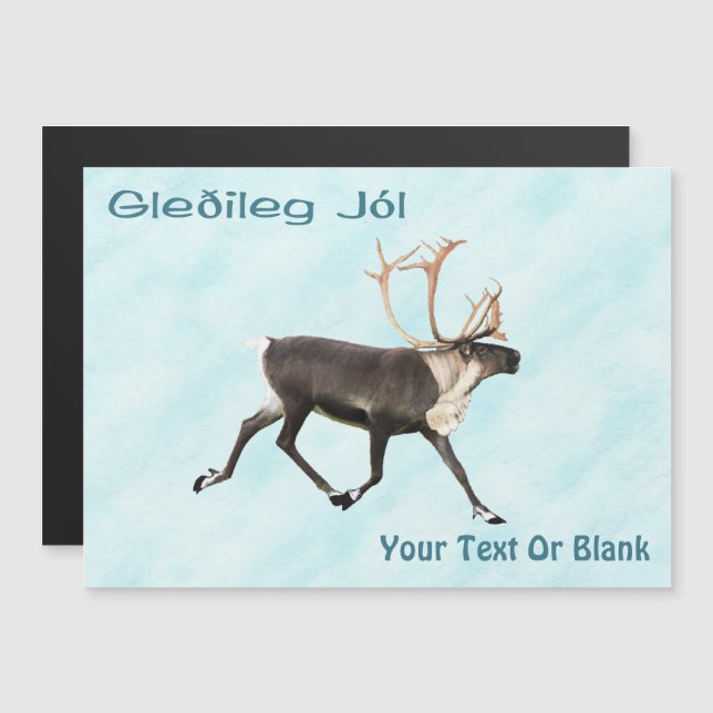 Gleðileg Jól - Bull Caribou (Reno) En Nieve (Anverso/Reverso)