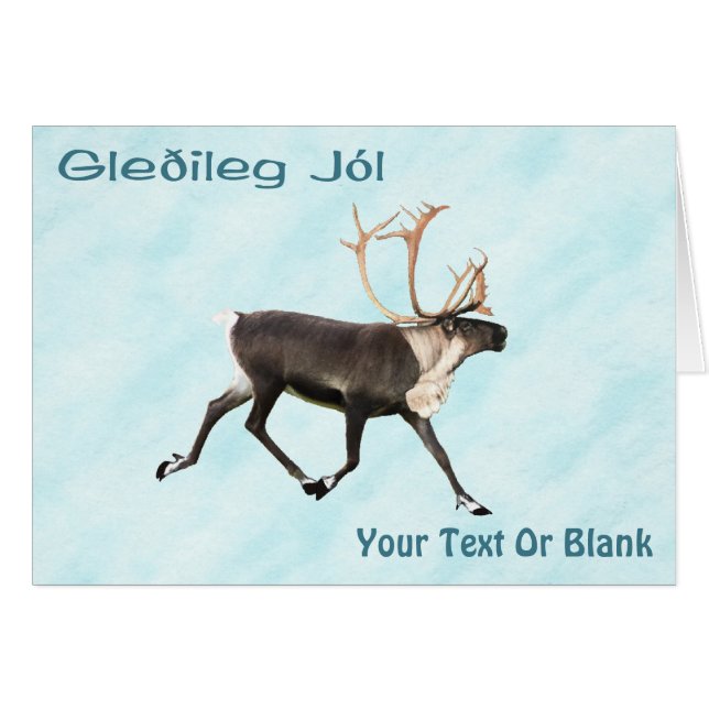 Gleðileg Jól - Bull Caribou (Reno) En Nieve (Anverso (Horizontal))