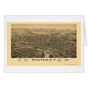 Glens Falls, mapa panorámico de NY - 1884