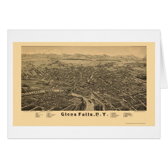 Glens Falls, mapa panorámico de NY - 1884 (Anverso (Horizontal))