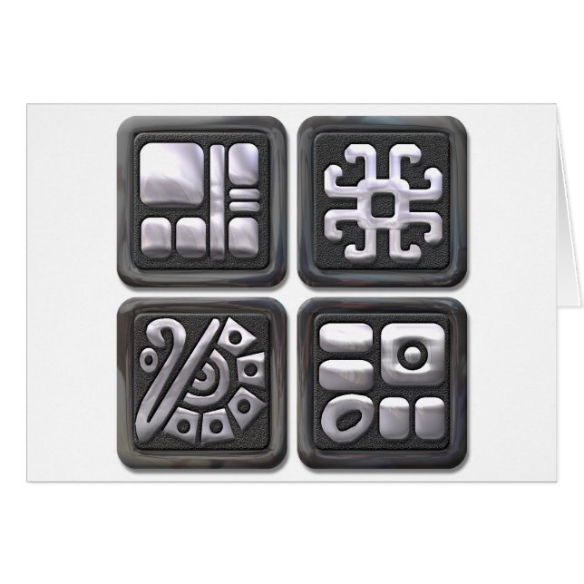 Glifos mayas-negro y plata (Anverso (Horizontal))