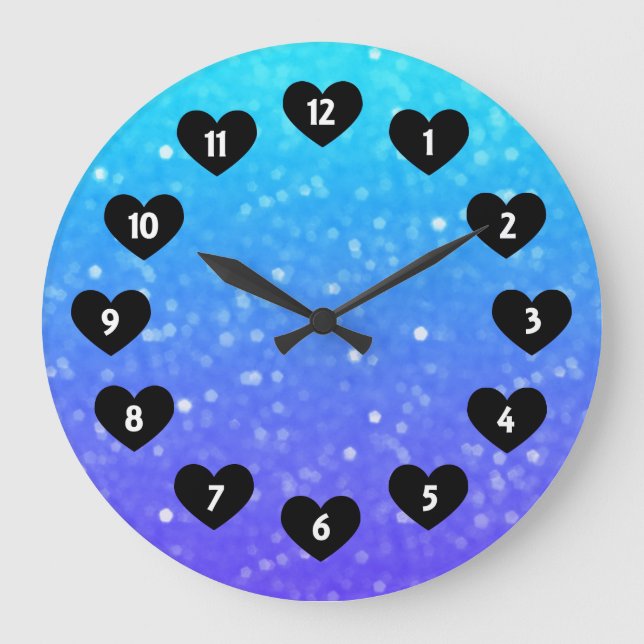 Glimmer Morado Y Azul Con Reloj De Pared Cardíaca (Anverso)