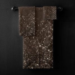 Glimmery Bronze Grunge | Rich Brown Glam Damask