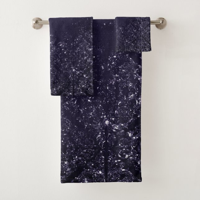 Glimmery Indigo Grunge | Midnight Purple Damask (In situ)