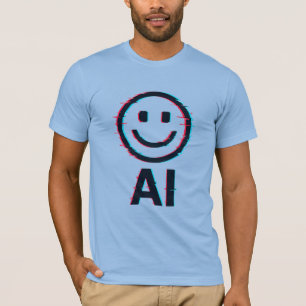 Glitchy AI Smiley - Futurista diseño de camisetas 