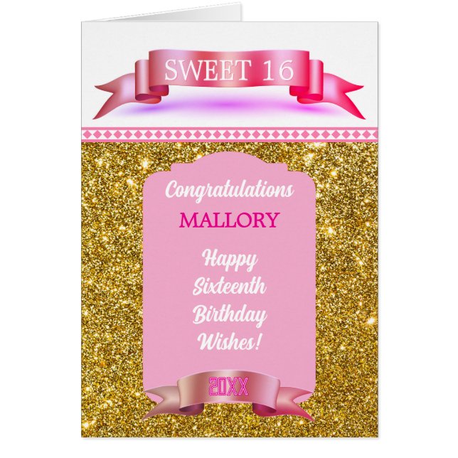 Glitsy! Personalized Sweet 16 Birthday Card (Frente)