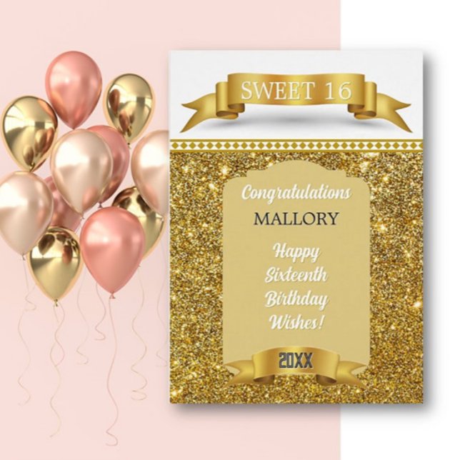 Glitsy! Personalized Sweet 16 Birthday Card (Subido por el creador)