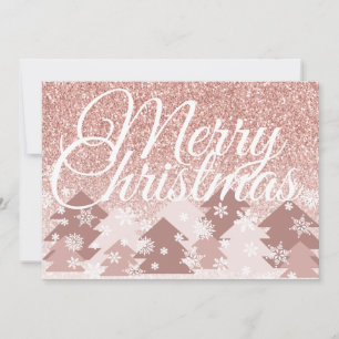 Glitter de Rosa Claro Feliz Navidad Árboles Rosado