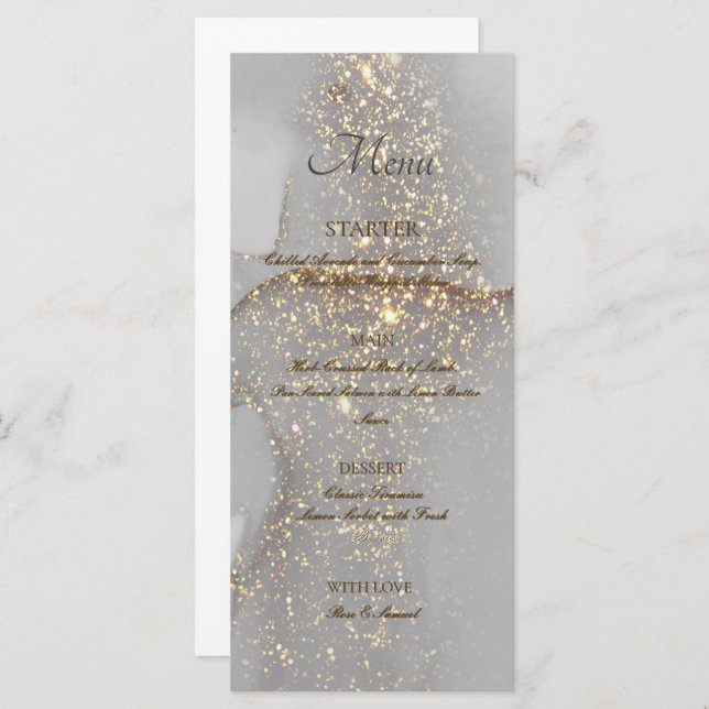 Glitter Gold Alcohol Ink Chic Flat Menu (Anverso / Reverso)