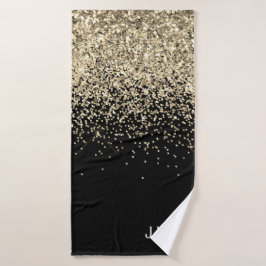 Glitter Negro Dorado Monograma Iniciales Chicas