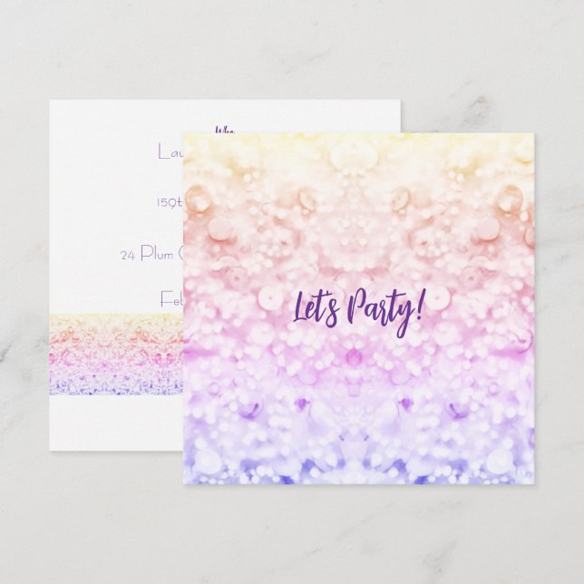 Glitter Party Invitation  (Anverso / Reverso)