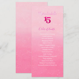 Glitter Rosa Orden de Eventos de Quinceañera