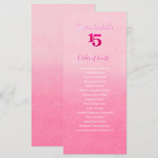 Glitter Rosa Orden de Eventos de Quinceañera